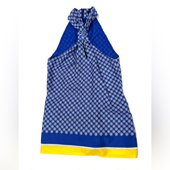 Banana Republic Elodie printed silk halter (voltage blue, 00) - Picture 2 of 5